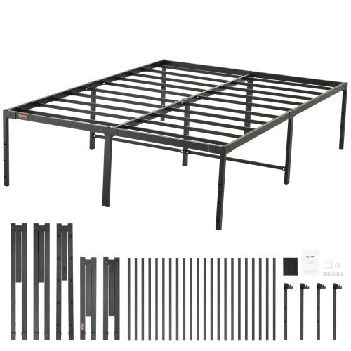 18 Inch Full Metal Bed Frame Platform, No Box Spring Needed, 1500 lbs Loading Capacity Embedded Heavy Duty Mattress Foundation with Steel Slat Support, Easy Assembly, Noise Free