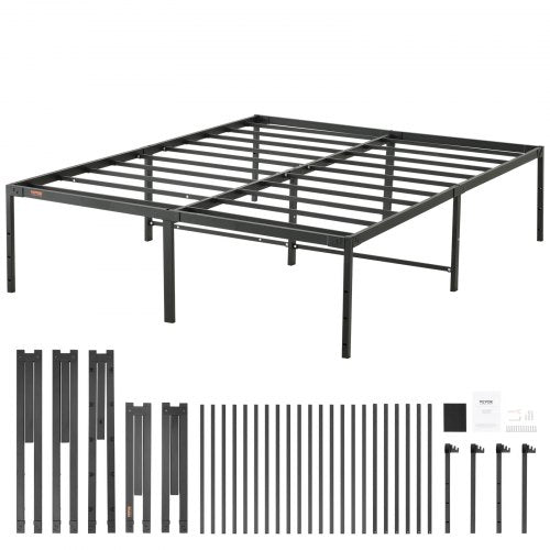 18 Inch Queen Metal Bed Frame Platform, No Box Spring Needed, 1500 lbs Loading Capacity Embedded Heavy Duty Mattress Foundation with Steel Slat Support, Easy Assembly, Noise Free