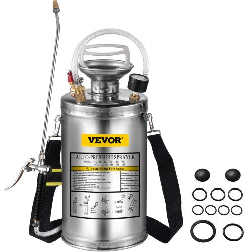 Stainless Steel Sprayer 6L Household Gardening and Floor Cleaning Sprayer, Suitable for the Current Neds of Industry, Agriculture, Commerce, Medicine and Other Industries