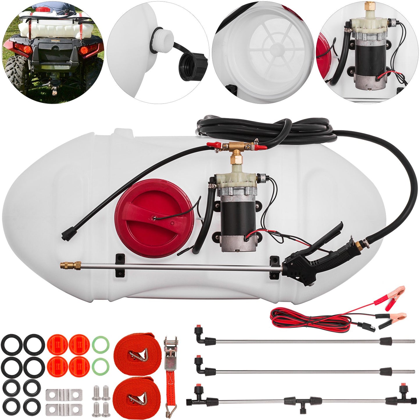 Spot Sprayer 15.8 Gallon 12 Volt ATV Spot Sprayer with Complete Accessories 1.3 GPM 145 PSI Broadcast and Spot Sprayer for Garden Lawn Agriculture Spray
