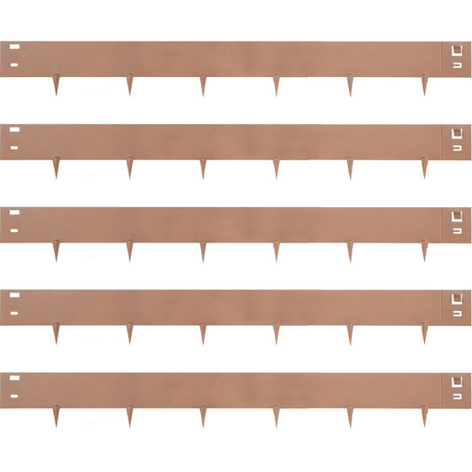 Steel Lawn Edging, 5PCS 4"x39" Metal Landscape Edgings, 16.25 ft Total Length Garden Border, Flexible and Bendable Galvanized Steel Landscaping, Metal Edge for Yard, Lawn, Pathway, Brown