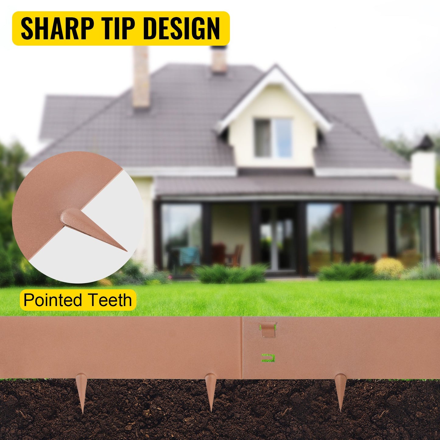 Steel Lawn Edging, 5PCS 4"x39" Metal Landscape Edgings, 16.25 ft Total Length Garden Border, Flexible and Bendable Galvanized Steel Landscaping, Metal Edge for Yard, Lawn, Pathway, Brown