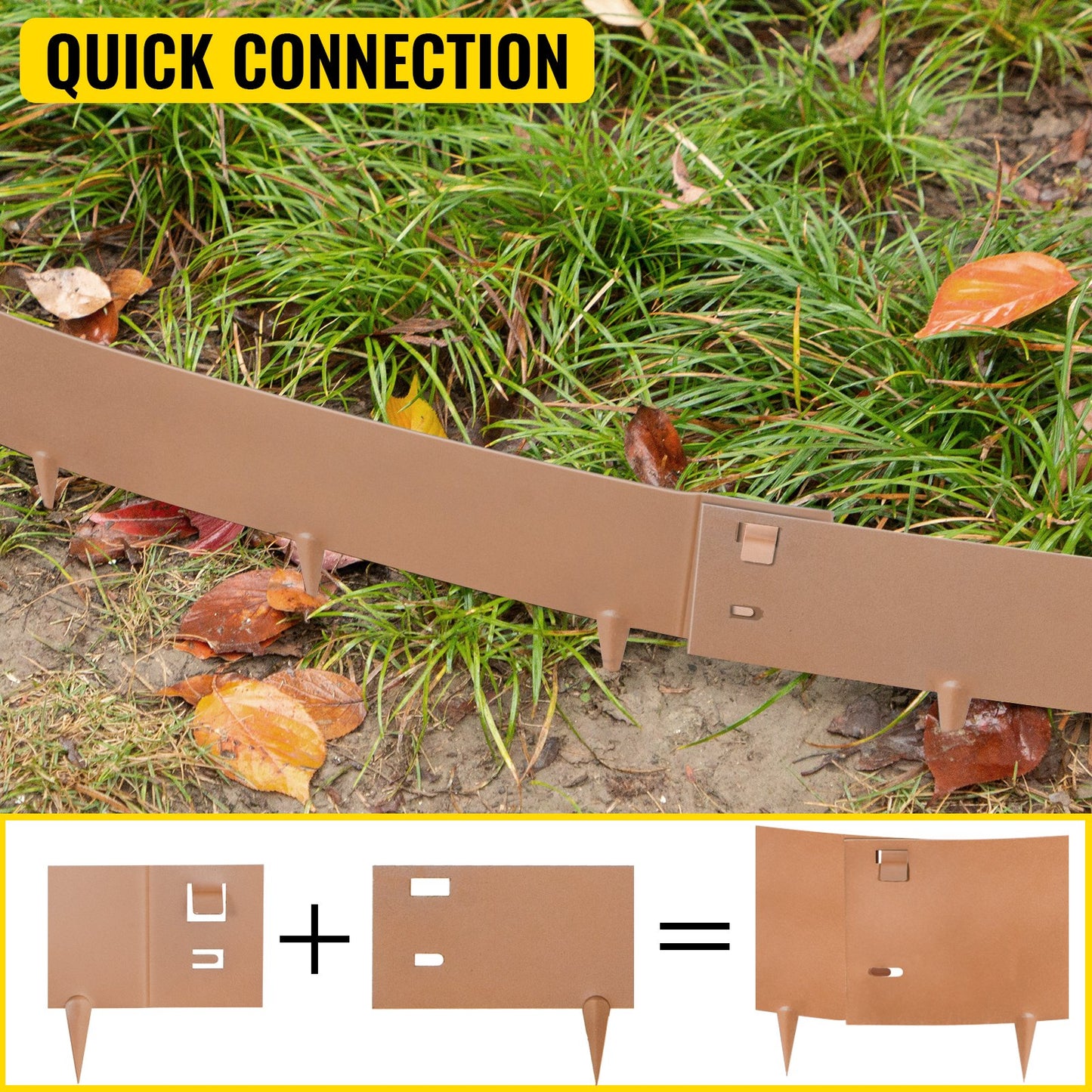 Steel Lawn Edging, 5PCS 4"x39" Metal Landscape Edgings, 16.25 ft Total Length Garden Border, Flexible and Bendable Galvanized Steel Landscaping, Metal Edge for Yard, Lawn, Pathway, Brown