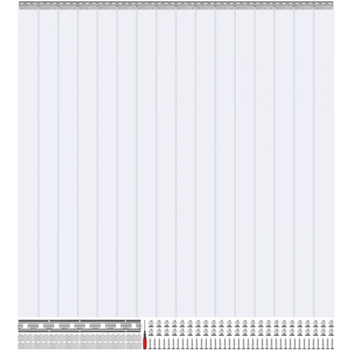 Strip Curtain, 96" Height x 96" Width, 0.08" Thickness, 16PCS Clear PVC Strip Door Curtain, Freezer Curtain, Plastic Door Strips for Walk in Freezers, Coolers & Warehouse Doors, with 50% Overlap