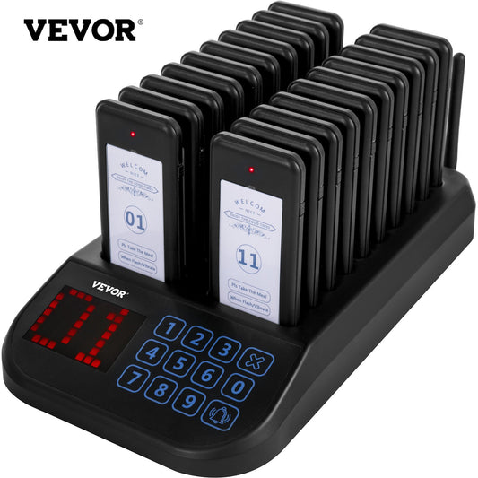 Restaurant Pager 20 Coasters Paging System Max 98 Nursery Pager Wireless Paging Queuing Calling System with 3 Calling Modes Touch Screen for Social Distance Food Truck, Church, Clinic and Café