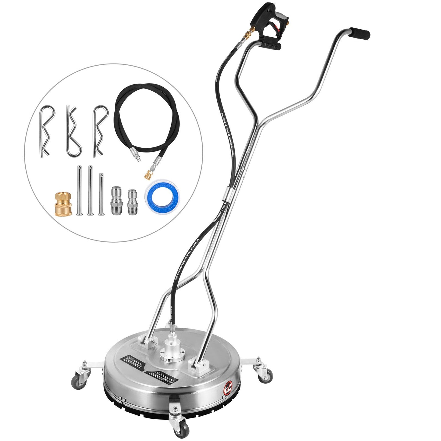 Surface Cleaner 20 inch Flat Surface Cleaner for Pressure Washer 4000psi Pressure with 3/8 Quick Connector Surface Cleaner with Casters 10.5GPM Stainless Steel Rotating Rod,3 Nozzle