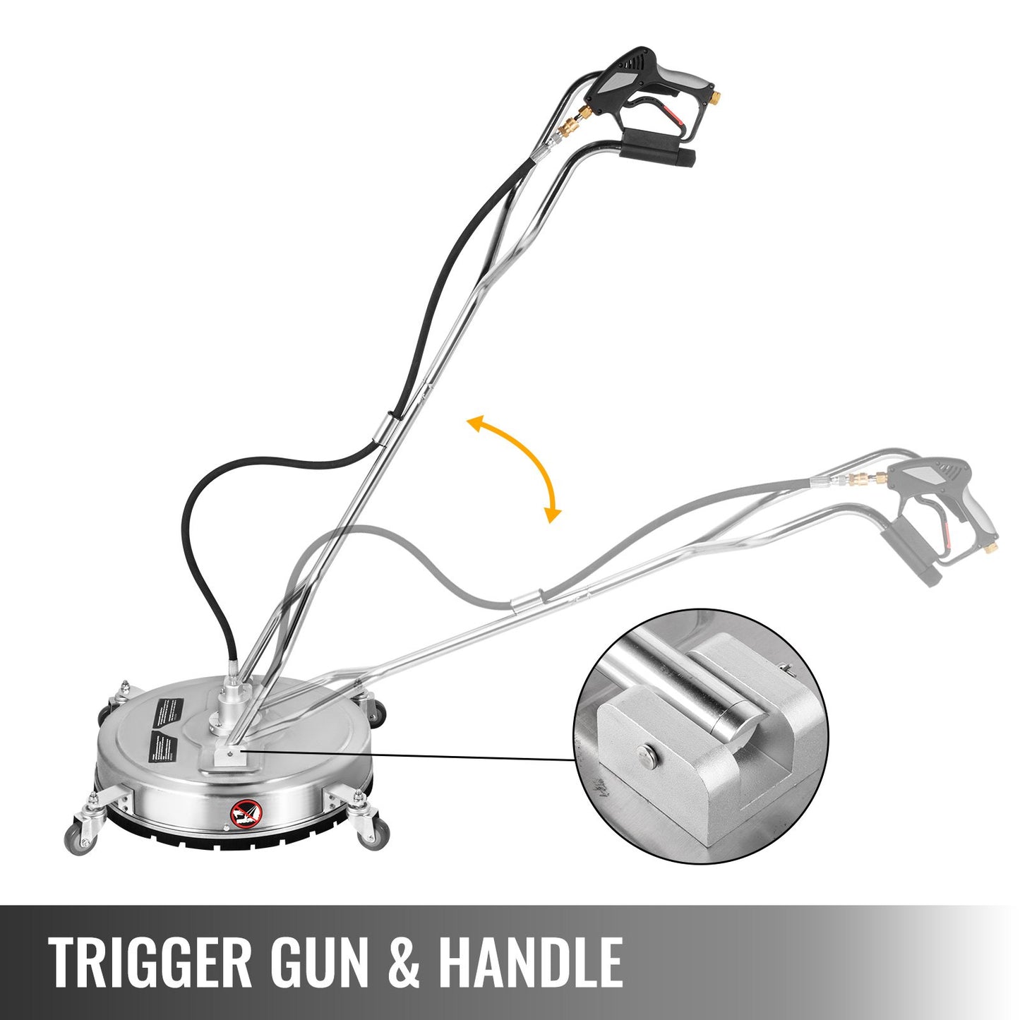 Surface Cleaner 20 inch Flat Surface Cleaner for Pressure Washer 4000psi Pressure with 3/8 Quick Connector Surface Cleaner with Casters 10.5GPM Stainless Steel Rotating Rod,3 Nozzle
