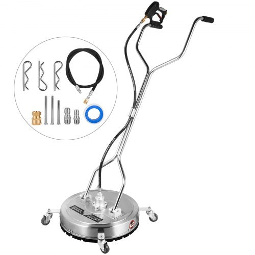 Surface Cleaner 21 Inch Pressure Flat Surface Cleaning 4000 PSI Max Working Pressure Flat Surface Cleaner Stainless Steel Rotating Surface Cleaner with Wheels Power Washer Floor Scrubber