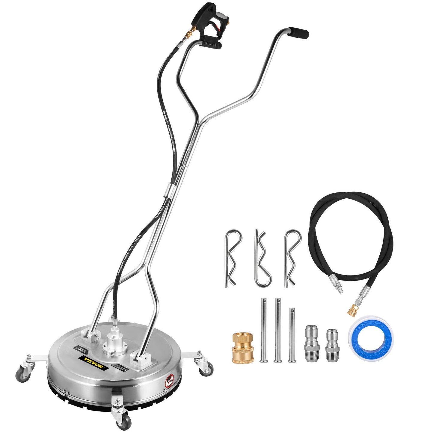 22inch Surface Cleaner  Flat Surface Cleaner for Pressure Washer 4000psi Pressure with 3/8 Quick Connector Surface Cleaner with Casters 10.5GPM Stainless Steel Rotating Rod,3 Nozzle