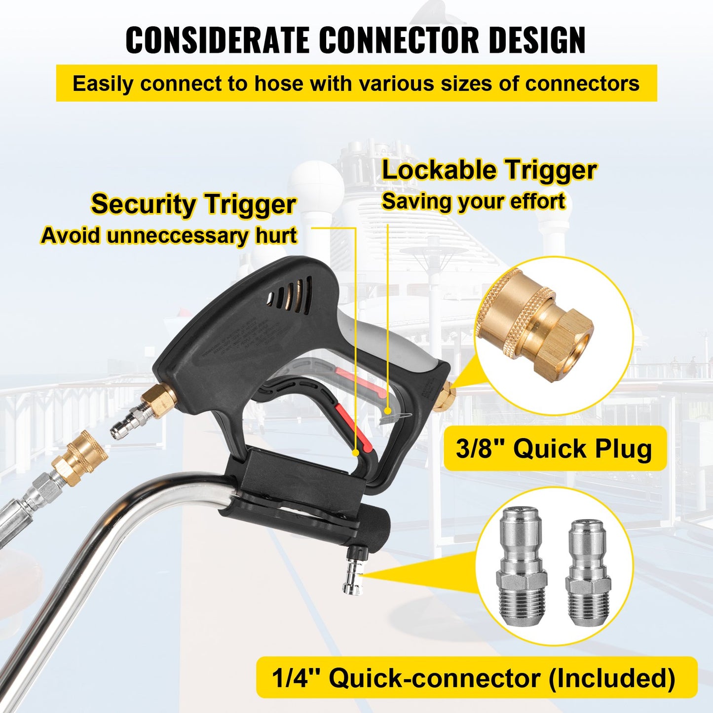 Pressure Washer Surface Cleaner, 20'', Max. 4000 PSI Pressure by 2 Nozzles for Cleaning Driveways, Sidewalks, Stainless Steel Frame w/ Rotating Dual Handle, Wheels, Fit for 3/8'' Quick Connector