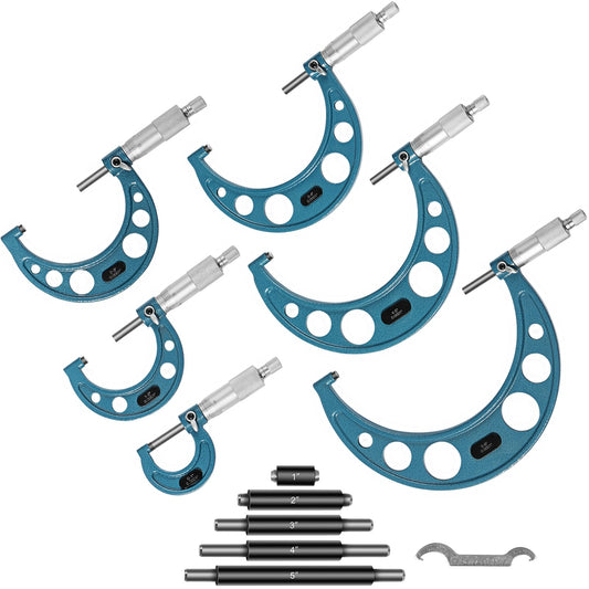 Outside Micrometer Set, 0-6" Machinist Micrometer, 0.0001" Graduation Micrometer Set, 6 Pcs Machinist Tool Set, Alloy Precision Micrometer, Laser-etched Micrometer Standard Set with Fitted Case