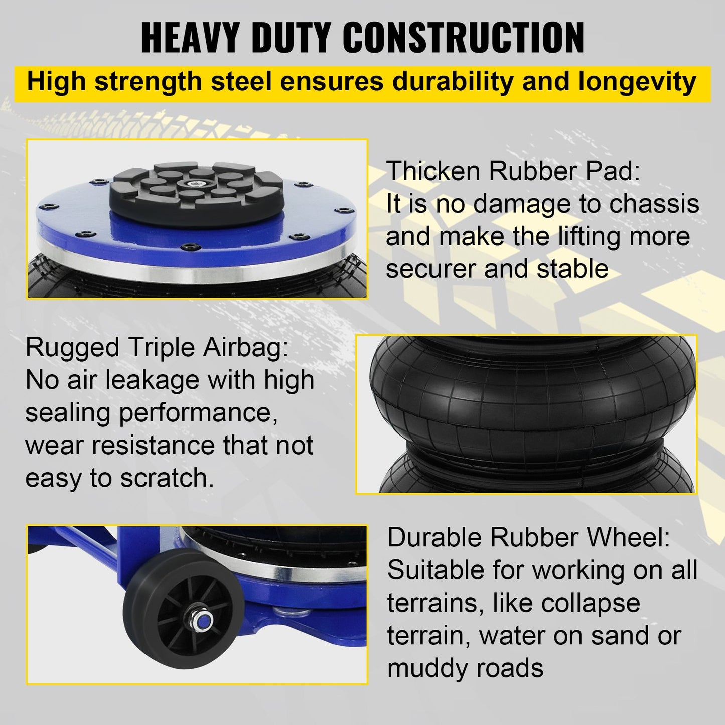 Pneumatic Car Jack Triple Bag Air Jack 6600lbs Pneumatic Jack 3 Ton Heavy Duty Car Jack Lifting Up to 16 Inch Portable Repair(Blue) for Cars, Minivan, SUV Off-road Vehicle