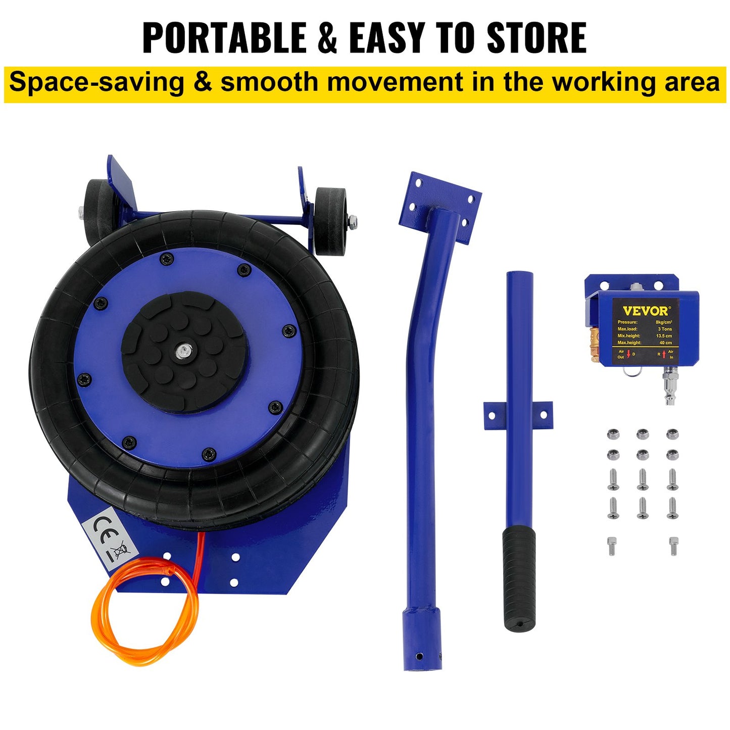 Pneumatic Car Jack Triple Bag Air Jack 6600lbs Pneumatic Jack 3 Ton Heavy Duty Car Jack Lifting Up to 16 Inch Portable Repair(Blue) for Cars, Minivan, SUV Off-road Vehicle