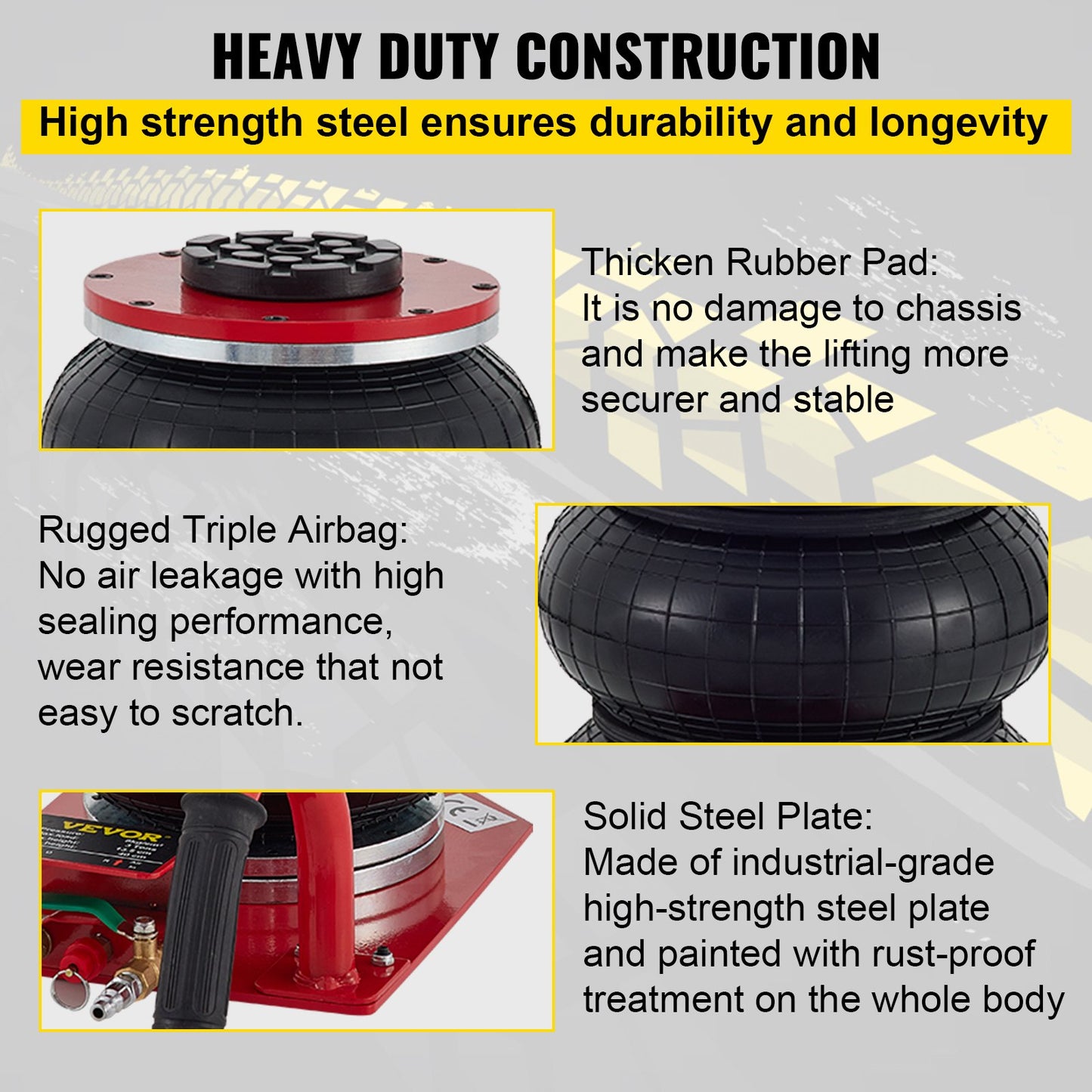 Pneumatic Jacks,6600 lbs(3.0Ton) Pneumatic Car Jack with Portable Handle,triple bag jack Thickened Rubber  for soft and easy to collapse terrain, water on sand or muddy roads