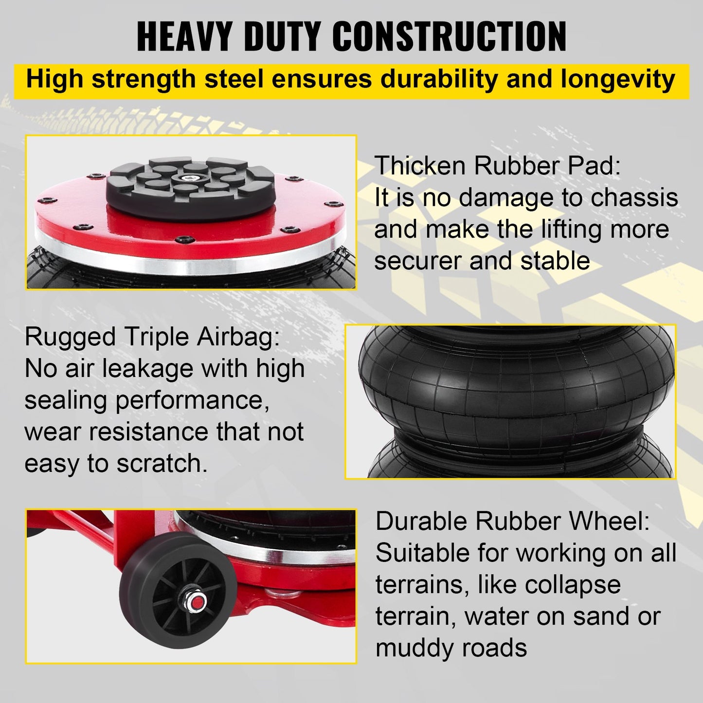 Pneumatic Car Jack 6600lbs Heavy Duty Air Jack Bag 3Ton Lifting Height Up To 16 Inch Powerful Fast Pneumatic Jack for Car, Minivan, SUV Off-road Vehicle