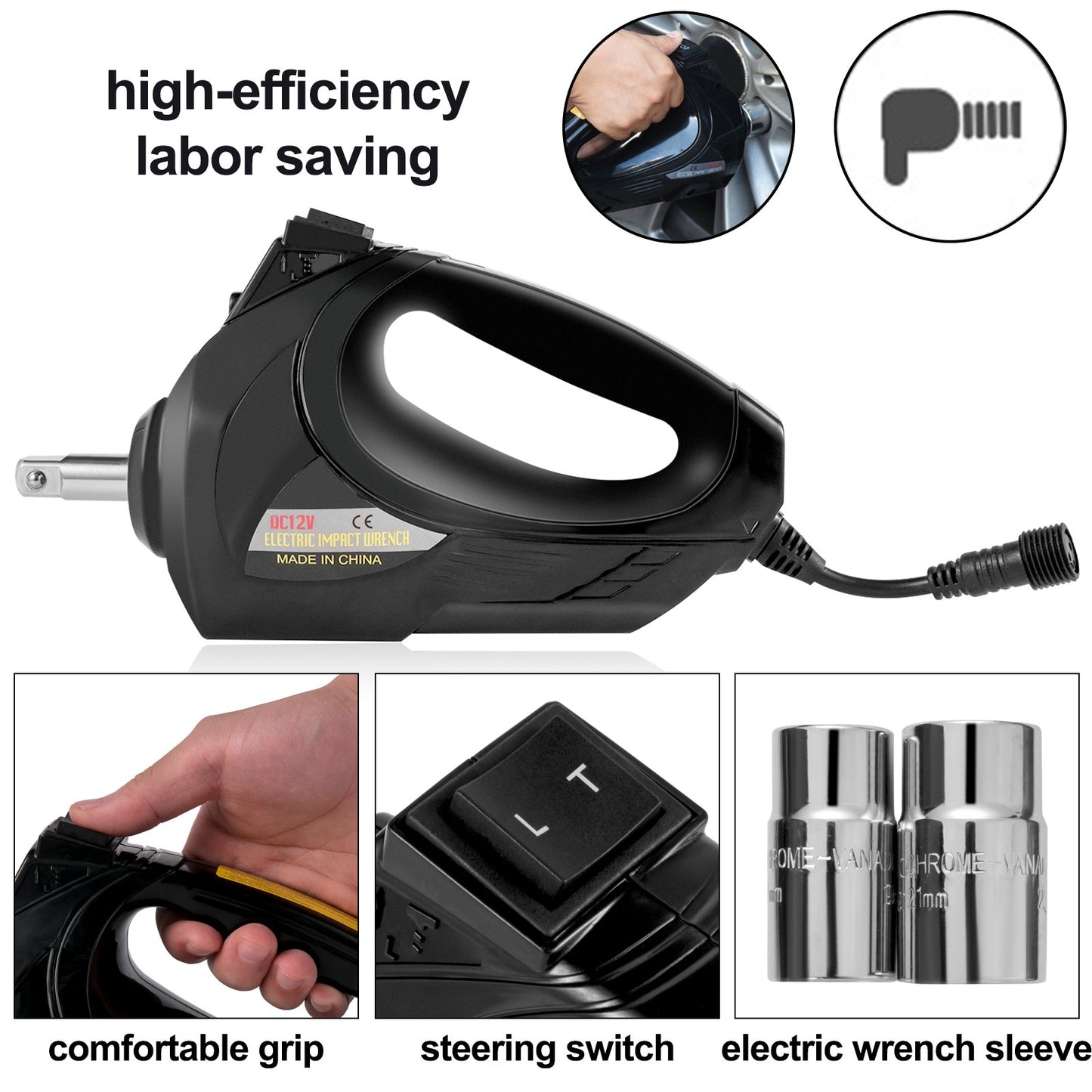 Electric Car Jack 3 Ton 12V Floor Jack, All-In-One Electric Scissor Jack, 120-370/170-420MM Lifting Range Scissor Lift Jack, Automatic Car Repair Tool w/ Inflator Pump, For Sedans And SUV Repair