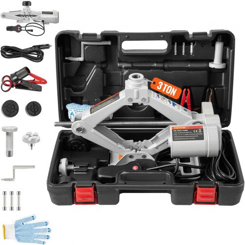 Electric Car Jack 3 Ton 12V Floor Jack, All-In-One Electric Scissor Jack, 120-370/170-420MM Lifting Range Scissor Lift Jack, Automatic Car Repair Tool With Tool Case, For Sedans And SUV Repair