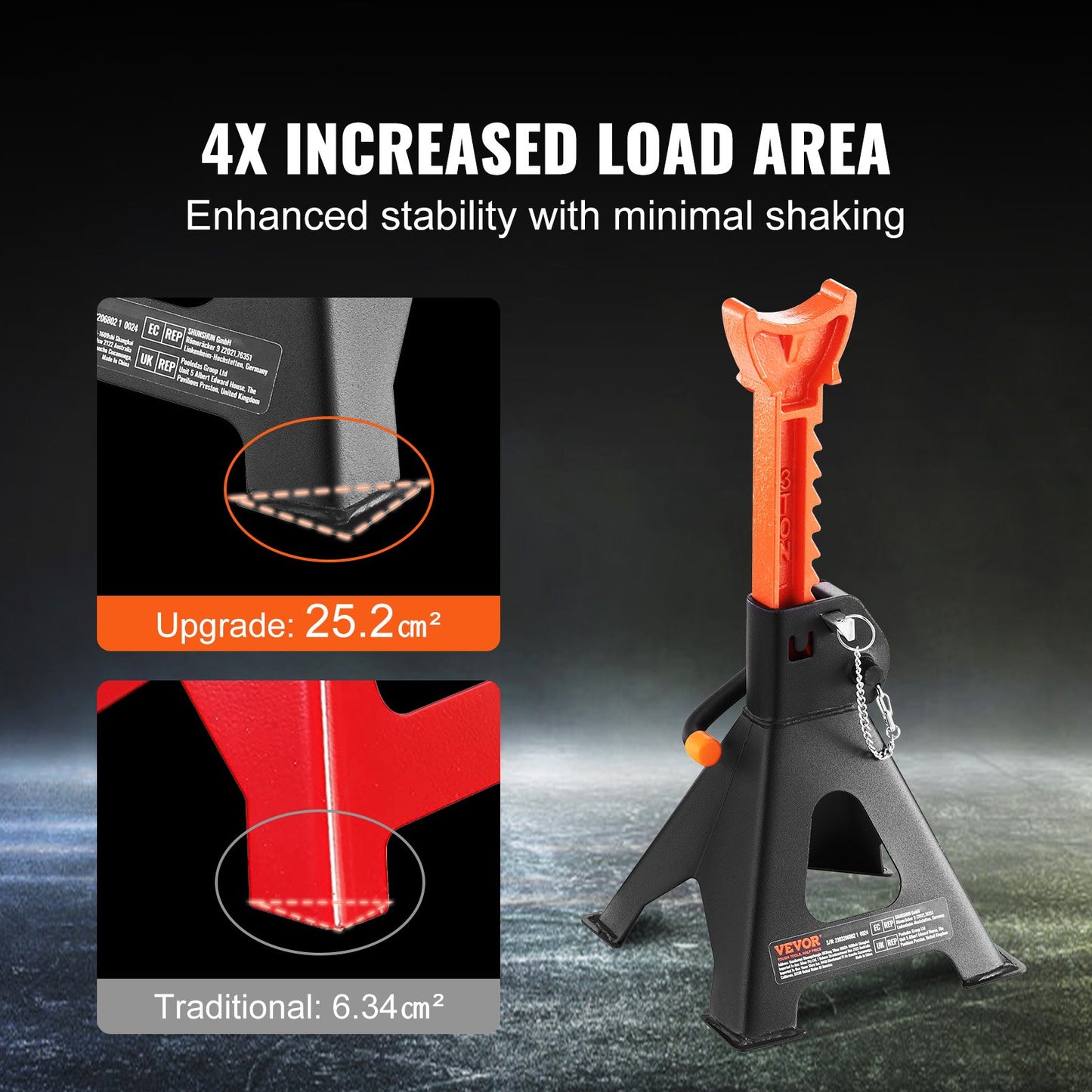 Jack Stands, 3 Ton (6,000 lbs) Capacity Car Jack Stands Double Locking, 10.8-16.3 inch Adjustable Height, for lifting SUV, Pickup Truck, Car and UTV/ATV, Red, 1 Pair