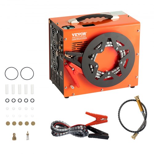 PCP Air Compressor, 4500PSI/30Mpa Portable PCP Airgun Compressor with Built-in Power Converter, Auto-Stop | DC12V/AC230V | Oil & Water-Free Air Rifle, Paintball and Scuba Tank Compressor Pump