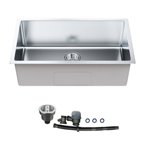 Kitchen Sink, 304 Stainless Steel Drop-In Sinks, Undermount Single Bowl Basin with Accessories(Pack of 3), Household Dishwasher Sinks for Workstation, RV, Prep Kitchen, and Bar Sink, 30 inch