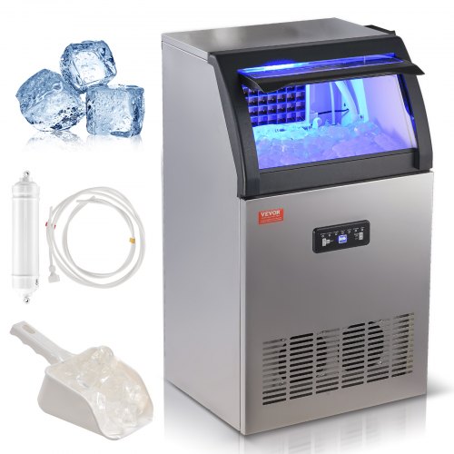 Commercial Ice Maker Freestanding Cabinet Machine 120lbs/24H 50 Ice Cubes