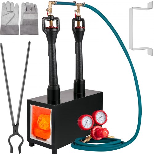 Propane Knife Forge, Blacksmithing Forge with Dual Burners, Portable Propane Forge with an Open Structure, Large Capacity Farrier Forge, Square Propane Burner Forge for Knife and Tool Making