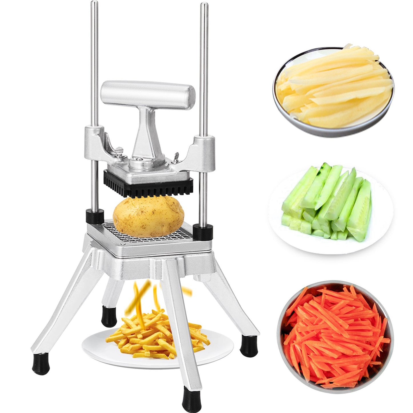 1/4-Inch Commercial Vegetable Dicer Stainless Steel Commercial Vegetable Chopper Commercial Chopper with Handle & Antiskid Feet Commercial Food Chopper For Potatoes Onions Carrots Tomatoes