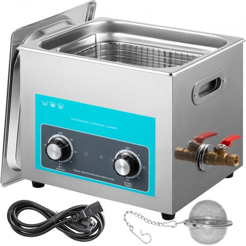 10L Ultrasonic Cleaner Jewelry Cleaner with Heater Timer for Jewelry Cleaning Knob Control Eyeglass Rings Dentures Music Instruments