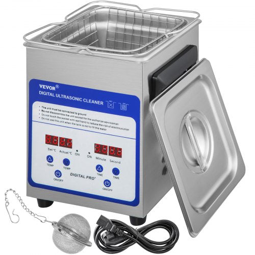 Digital Ultrasonic Cleaner 2L Ultrasonic Cleaning Machine 40kHz Sonic Cleaner Machine 316 & 304 Stainless Steel Ultrasonic Cleaner Machine with Heater & Timer for Cleaning Jewelry Glasses Watch
