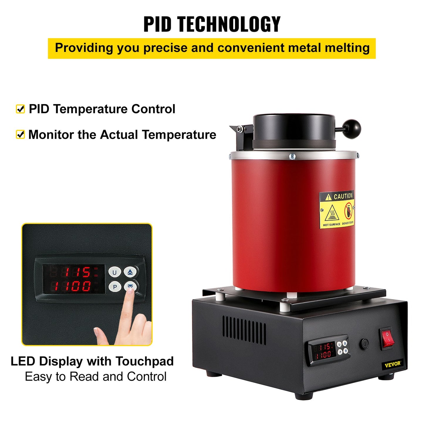 Electric Melting Furnace, 3KG Digital Electric Melting Furnace, 1750W 1150?/2102 ? Gold Smelter Furnace W/ Graphite Crucible & Ingot Die for Processing of Melting Gold, Silver, Copper, Aluminum