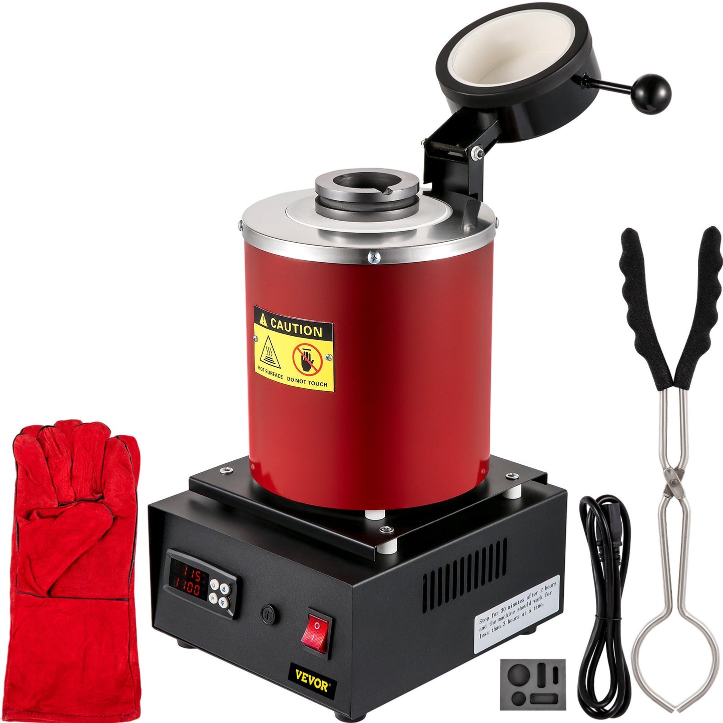 Electric Melting Furnace, 3KG Digital Electric Melting Furnace, 1750W 1150?/2102 ? Gold Smelter Furnace W/ Graphite Crucible & Ingot Die for Processing of Melting Gold, Silver, Copper, Aluminum