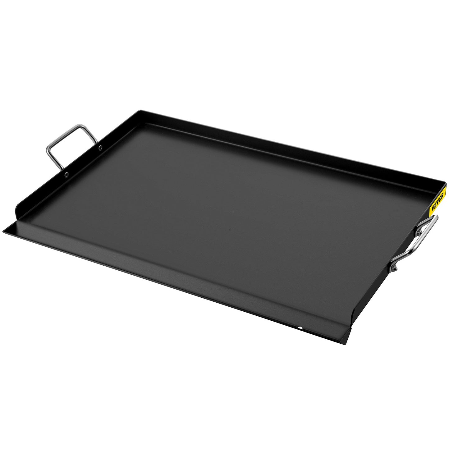 Stove Top Griddle, 16" x 24" Griddle for Gas Grill, Heavy Duty Steel Flat Top Griddle, Flat Top Grill for Stove with 2 Handles, Little Griddle with Extra Drain Hole for BBQ Charcoal/Gas Grills