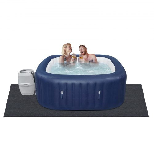 2 x 2 M Hot Tub Mat, Extra Large Inflatable Hot Tub Pad, Waterproof Slip-Proof Backing, Absorbent Spa Pool Ground Base Flooring Protector Mat Reusable Outdoor & Indoor, Also For Car Repair