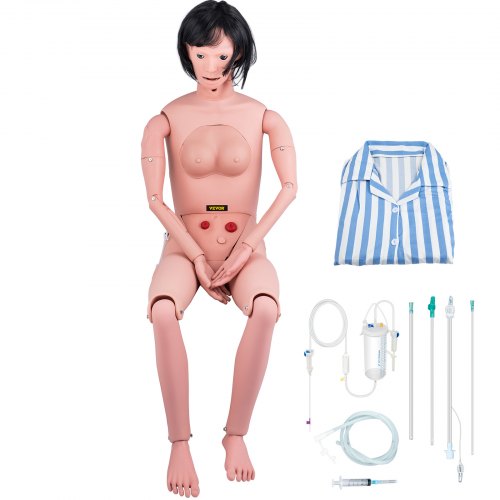 Nursing Manikin, High Simulation 65"/165cm Life-size, Various Nursing Types, Male/Female PVC Nursing Training Mannequin w/ IV Practice Kit, for Professional Nursing Skills Training Practicing