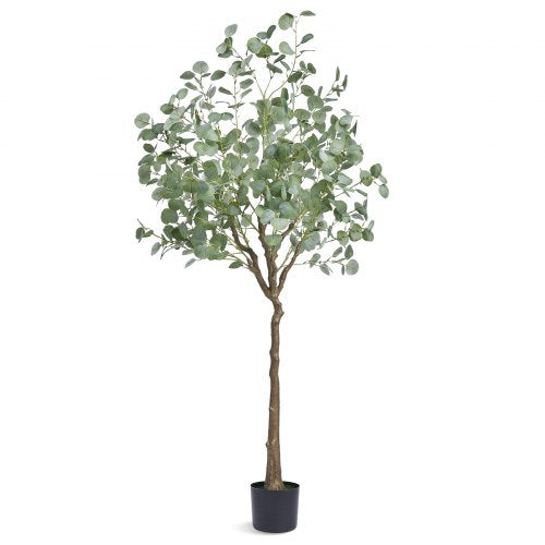 Artificial Eucalyptus Tree, 1.8 m Tall Faux Plant, Secure PE Material & Anti-Tip Tilt Protection Low-Maintenance Plant, Lifelike Green Fake Potted Tree for Home Office Decor Indoor Outdoor