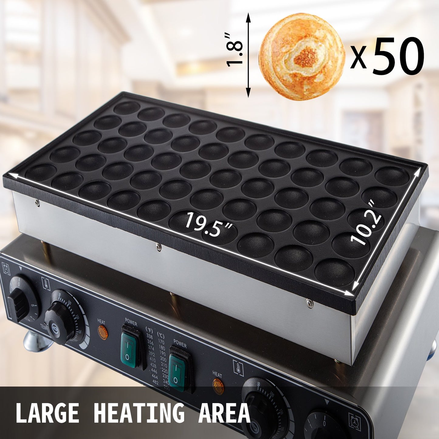Waffle Pancake Machine 50pcs Waffle Pancake Maker 1600W Poffertje Mini Dutch Pancake Baker Maker Electric Machine 1.8 Inch Commercial Nonstick Stainless Steel for Commercial or Home Use