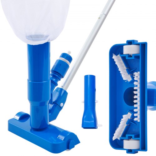 Portable Pool Vacuum, Handheld Pool Vacuum Cleaner with 3 Scrub Brushes & 56" 6 Sections Pole, Swimming Pool Jet Cleaner for Above Ground Pool, Inflatable Pool, Spas, Ponds & Fountains