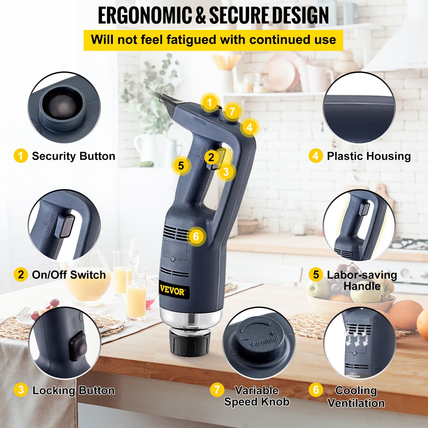 Commercial Immersion Blender 500W Variable Speed Commercial Hand Blender with 19.7-Inch Blender Shaft Industrial Immersion Blender Hand Immersion Blender for Commercial Use