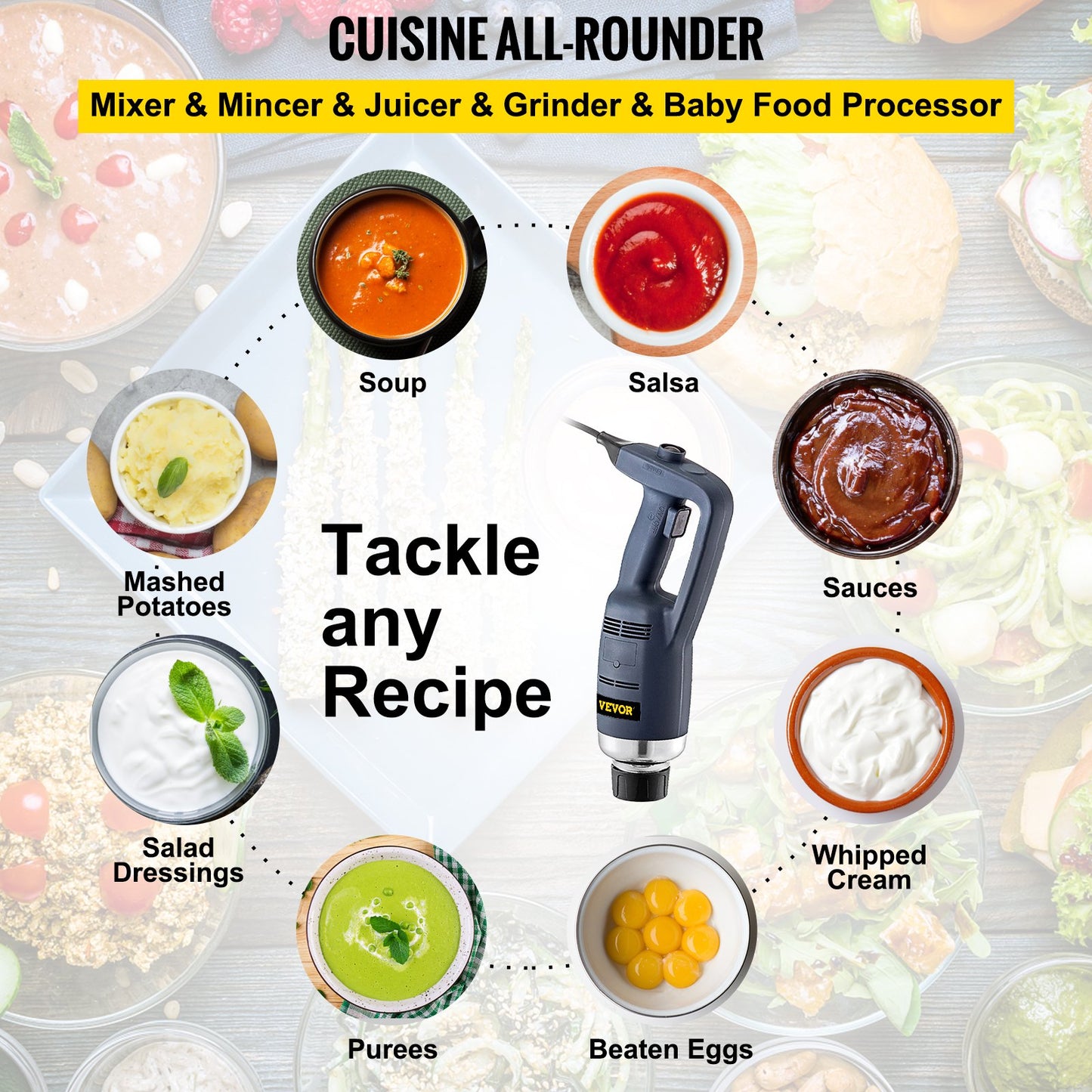 Commercial Immersion Blender 350W Constant Speed Commercial Hand Blender with 15.7-Inch Removable Blender Shaft Industrial Immersion Blender Hand Immersion Blender for Commercial Use