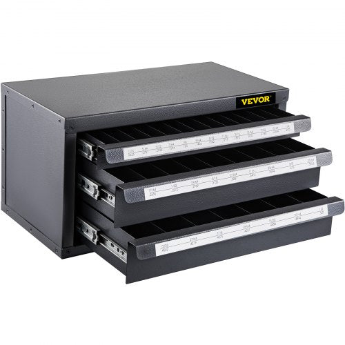 Drill Bit Dispenser Cabinet, Three-Drawer Drill Bit Dispenser, Drill Bit Organizer Cabinet, Drill Dispenser Organizer Cabinet for Jobber Length Fractional Size 1/16" to 1/2" in 1/64" Increments