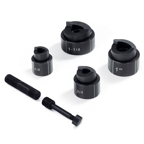 Hydraulic Knockout Punch Kit, 4 Pieces 1/2", 3/4", 1", 1-1/4" Conduit Hole Cutter Set, Metal Sheet Driver Tools, KO Tool Kits For Aluminum, Brass, Stainless Steel, Fiberglass and Plastic