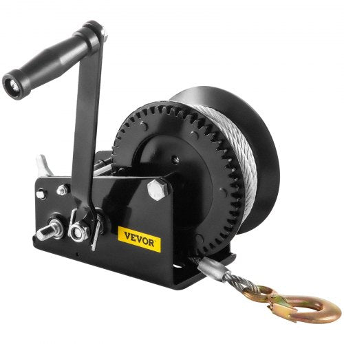Boat Rope Crank, 3500 LBS Capacity Heavy Duty Hand Winch with 10 m(32.8 ft) Nylon Webbing and Alloy Hook, w/ 2-Gear Two-Way Manual Operated Ratchet, for ATVs Boats Trailers Trucks Auto Marine