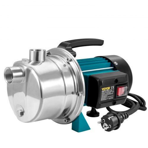 Shallow Well Pump, 800W 220V-240V, 3700L/h 40 m Height, 4.8bar Max Pressure, Portable Stainless Steel Sprinkler Booster Jet Pumps for Garden Lawn Irrigation system, Lake Fountain, Water Transfer