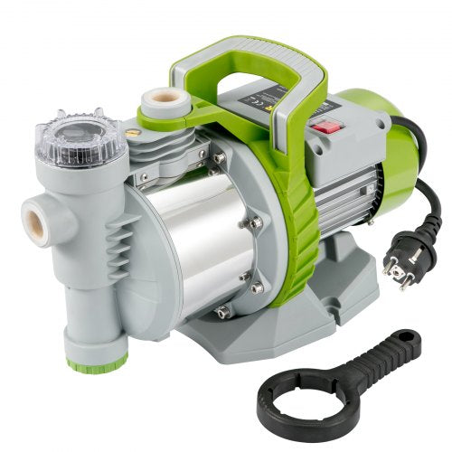Shallow Well Pump, 1100W 230V, 4560 L/h 45 m Head, Max 4.5 bar, Portable Stainless Steel Sprinkler Booster Jet Pumps w/ Prefilter for Garden Lawn Irrigation system, Lake Fountain, Water Transfer