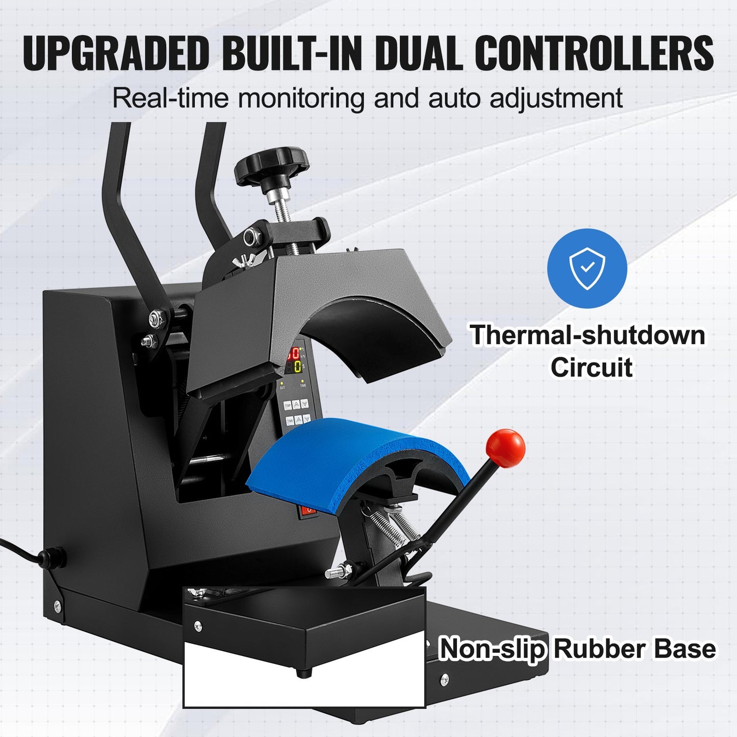 Hat Heat Press, 4-in-1 Cap Heat Press Machine, 6x3inches Clamshell Sublimation Transfer, LCD Digital Timer Temperature Control with 4pcs Curved Heating Elements (6x3/6.7x2.7/6.7x2.7/8.1x3.5)