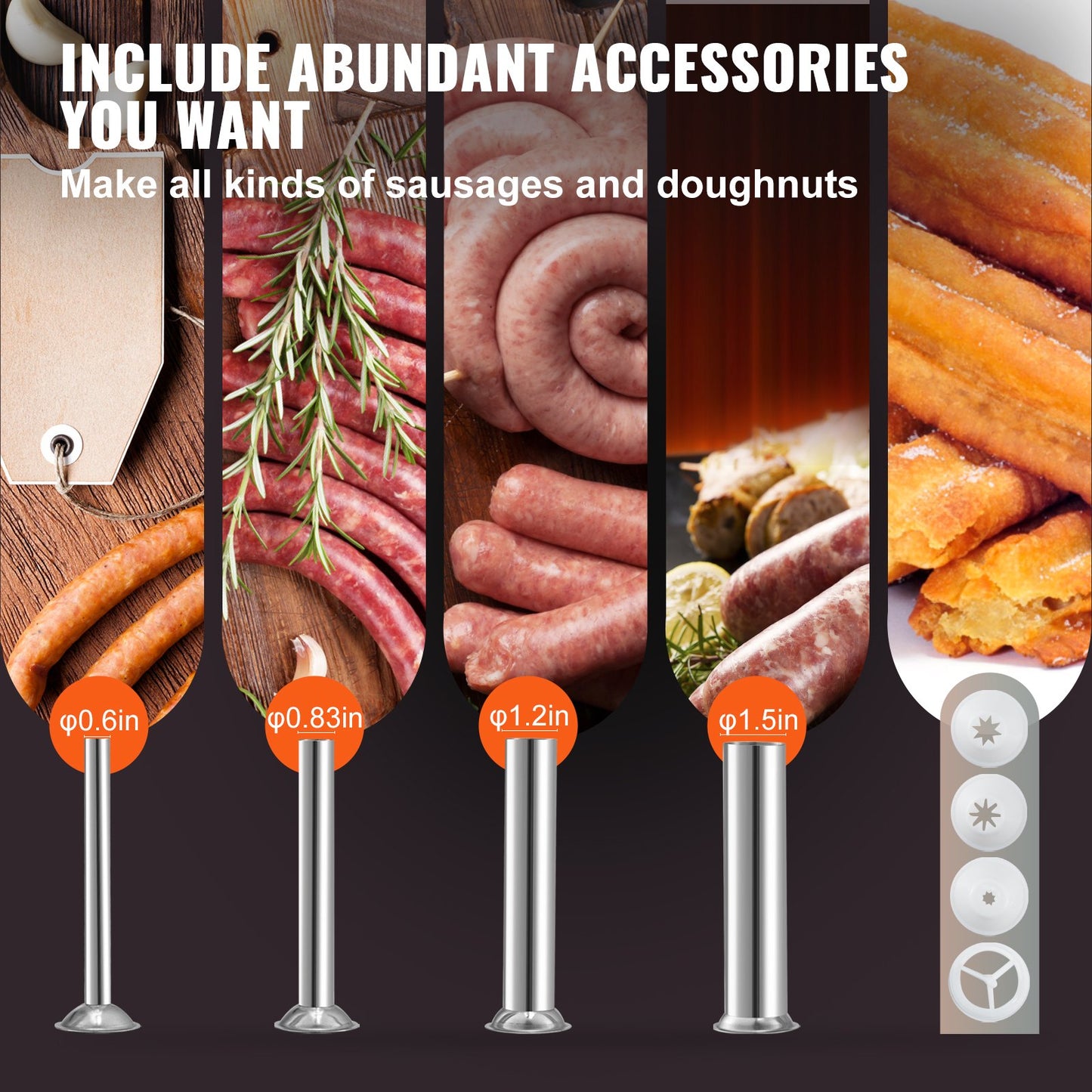 Manual Sausage Stuffer, 5LBS/3L Capacity, Two Speed 304 Stainless Steel Vertical Sausage Stuffer, Sausage Filling Machine with 4 Stuffing Tubes, Suction Base for Household or Commercial Use