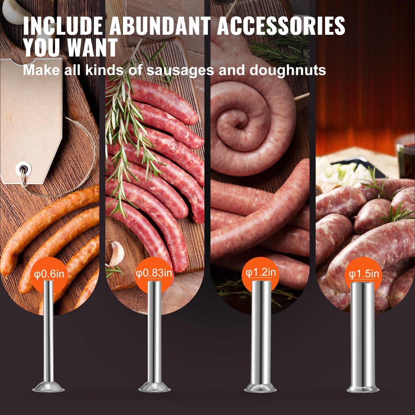 Manual Sausage Stuffer, 11LBS/7L Capacity, Two Speed 304 Stainless Steel Vertical Sausage Stuffer, Sausage Filling Machine with 4 Stuffing Tubes, Suction Base for Household or Commercial Use
