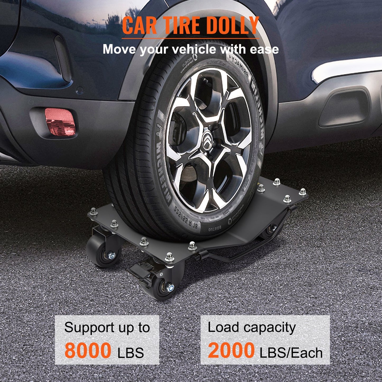 Wheel Dolly, 8000 LBS/3600 KG Car Dollies, Wheel Dolly Car Tire Stake Set of 4 Pack, Heavy-duty Car Tire Dolly Moving Cars, Trucks, Trailers, Motorcycles, and Boats