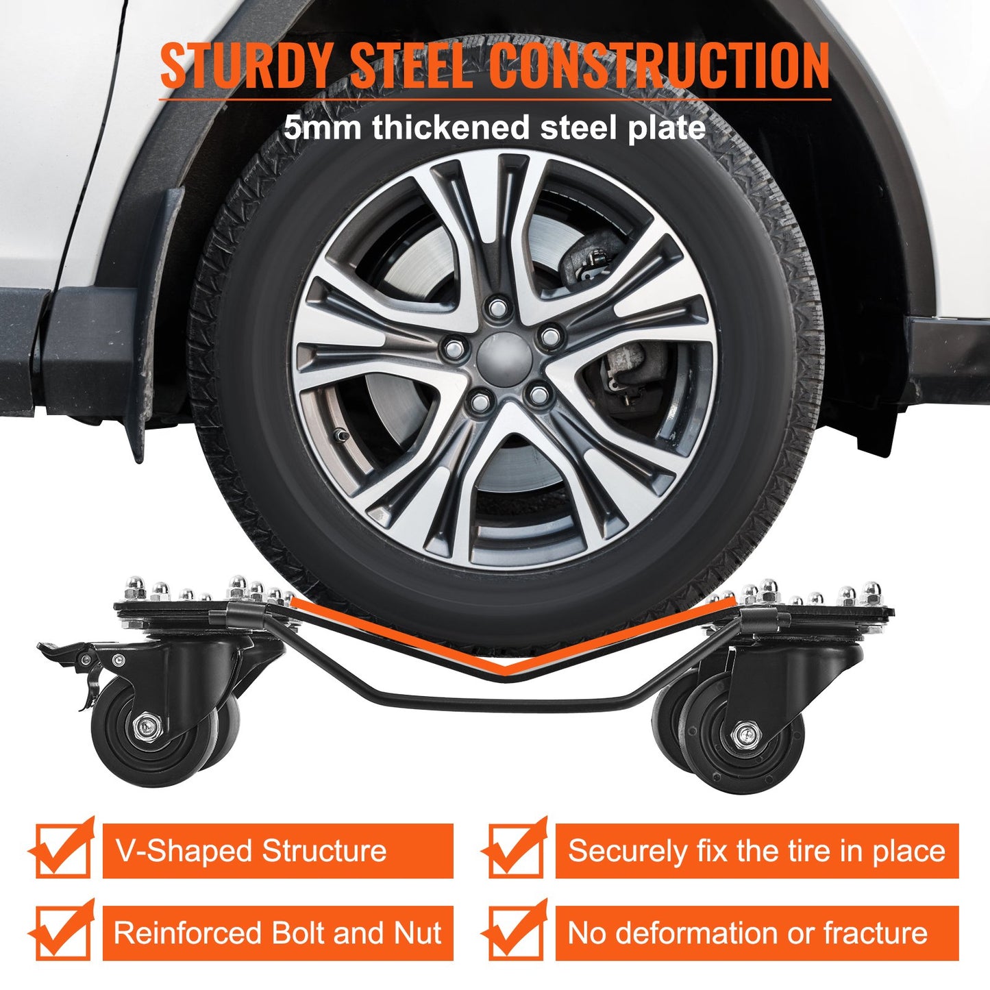 Wheel Dolly, 8000 LBS/3600 KG Car Dollies, Wheel Dolly Car Tire Stake Set of 4 Pack, Heavy-duty Car Tire Dolly Moving Cars, Trucks, Trailers, Motorcycles, and Boats