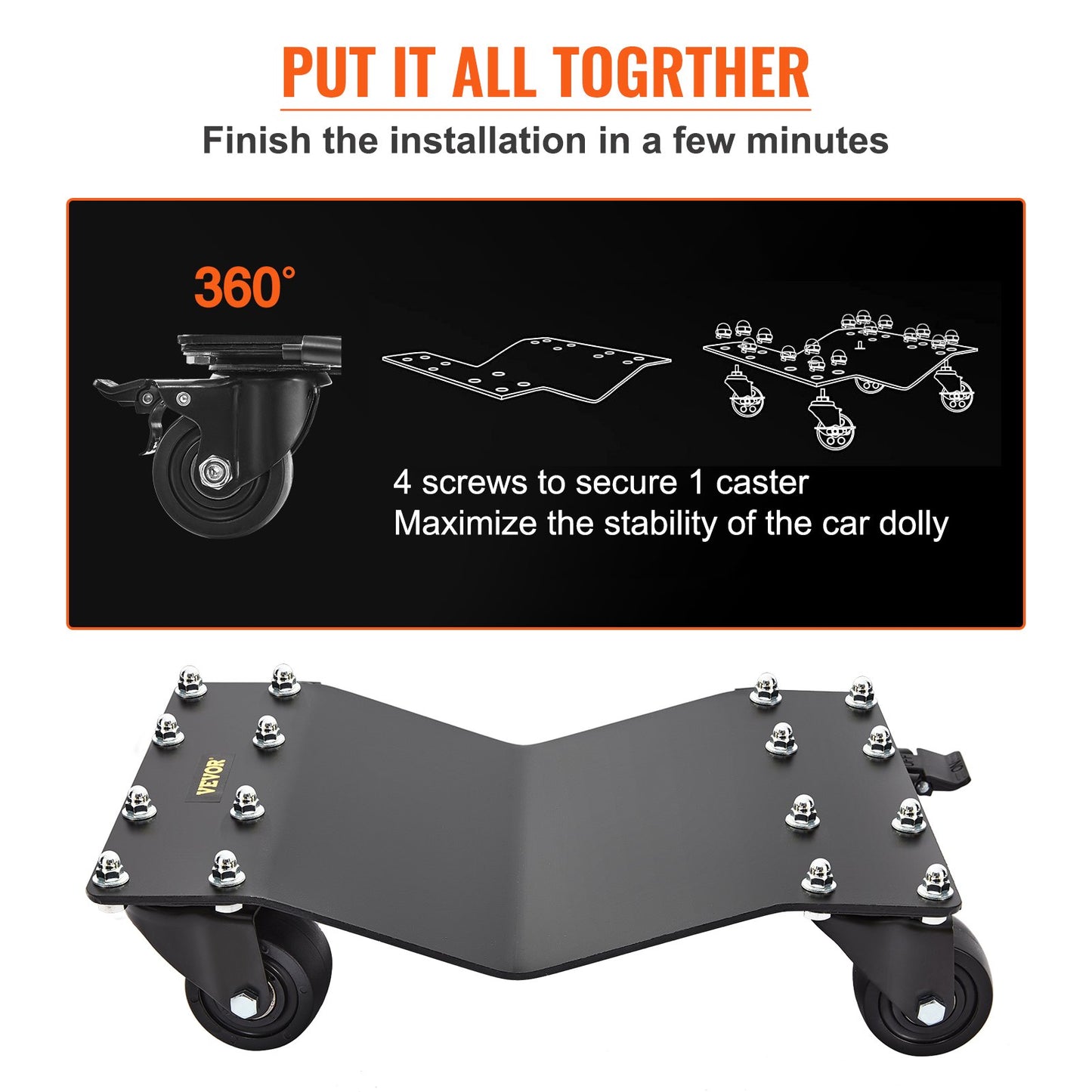 Wheel Dolly, 8000 LBS/3600 KG Car Dollies, Wheel Dolly Car Tire Stake Set of 4 Pack, Heavy-duty Car Tire Dolly Moving Cars, Trucks, Trailers, Motorcycles, and Boats